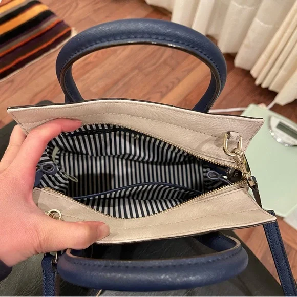 Kate Spade Blue Colorblock Top Handle Purse with Crossbody Strap - Picture 4 of 10